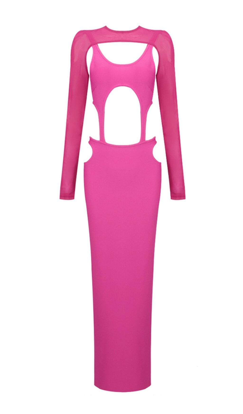 CUT OUT HIP WRAP MIDI DRESS IN PINK