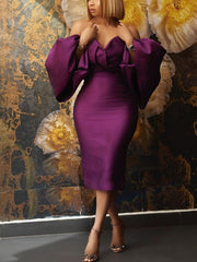 Lantern Sleeve Evening Dress