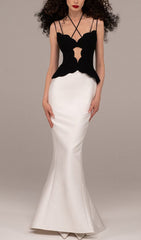 SKINNY SUSPEND DER MERMAID DRESS IN BLACK AND WHITE