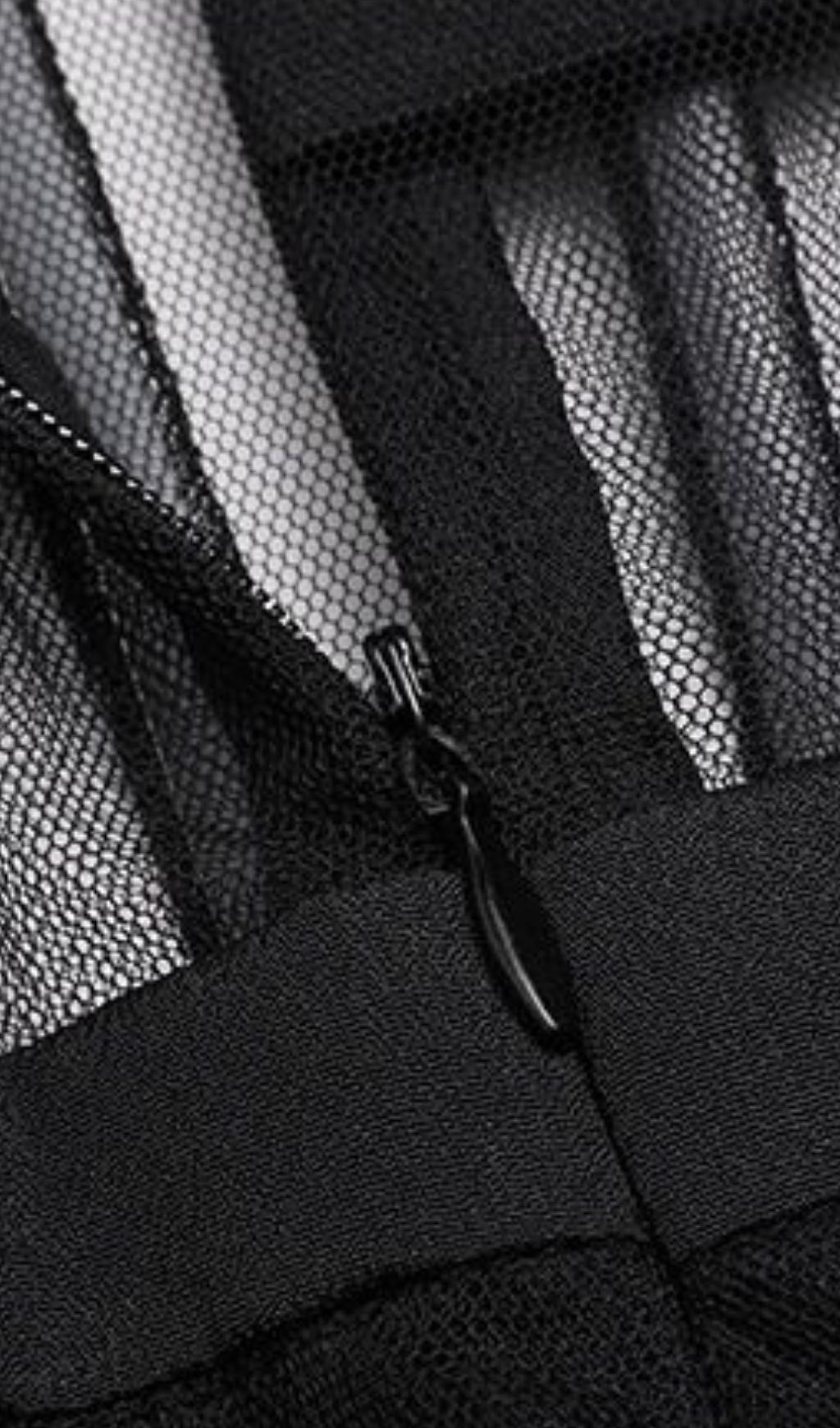 MESH MAXI DRESS IN BLACK