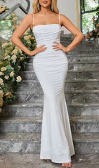 DRAPED CORSET MAXI DRESS IN WHITE