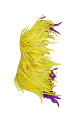 ASYMMETRIC FEATHER MINI DRESS IN YELLOW