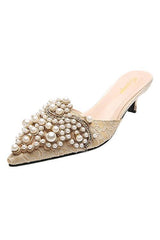 Pearl High Heel Mules Pumps