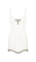 BANDAGE DIAMOND STRAPPY MINI DRESS IN WHITE