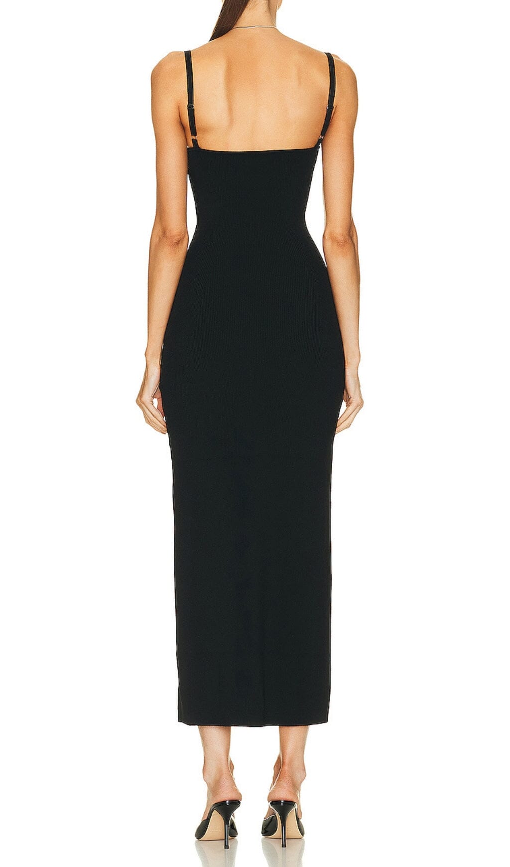 CUTOUT SIDE DETAIL MIDI DRESS IN BLACK