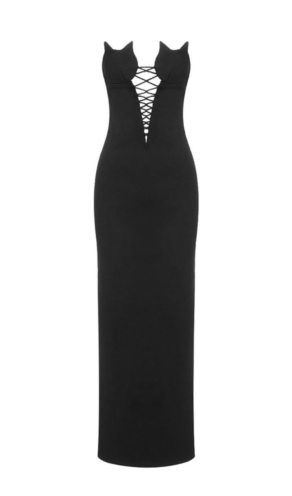 STRAPLESS CUT OUT MAXI DRESS IN BLACK – Aesvs