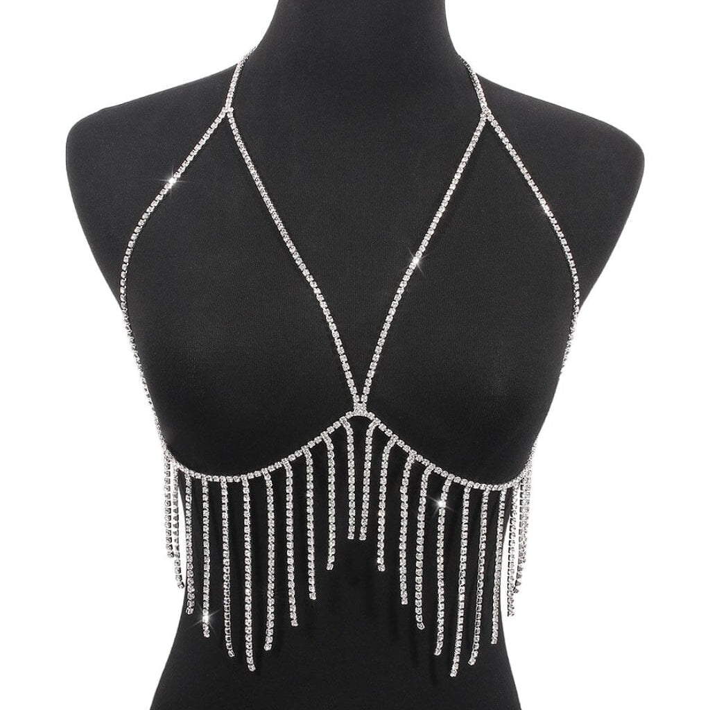 Chest Chain TASSEL AND DIAMOND CHEST CHAIN IN SILVER – Aesvs