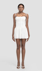 PLEATED MINI DRESS IN WHITE