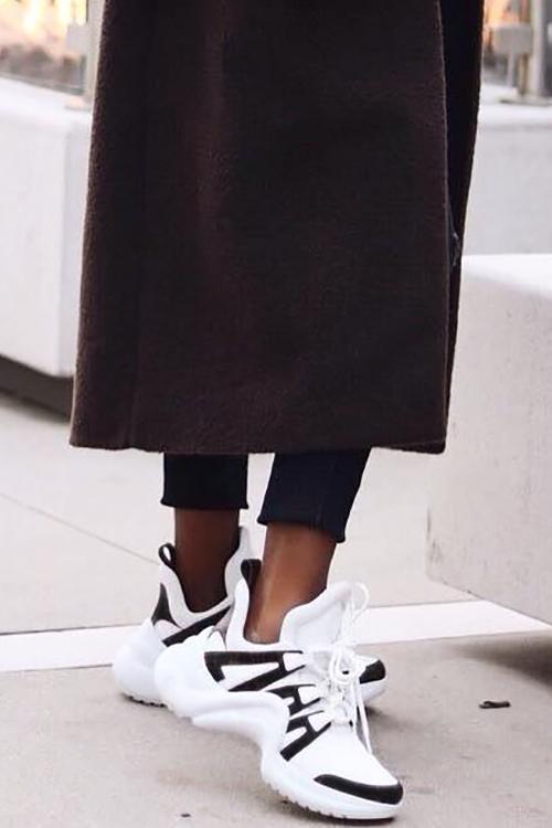 Chunky Mesh Two Tone Lace Up Sneakers