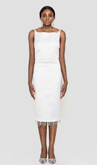 CRYSTALLISED MIDI DRESS IN IVORY