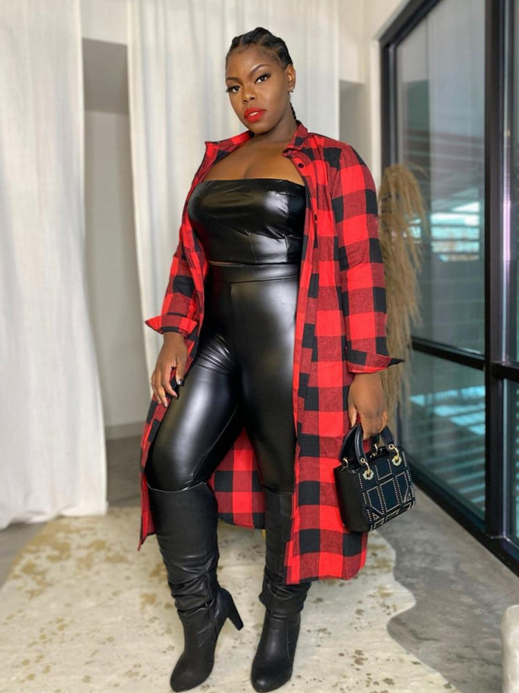 Plaid Single-Breasted Shirt Coat