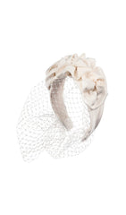 TRIPLE ROSETTE WITH VEIL IN CREAM