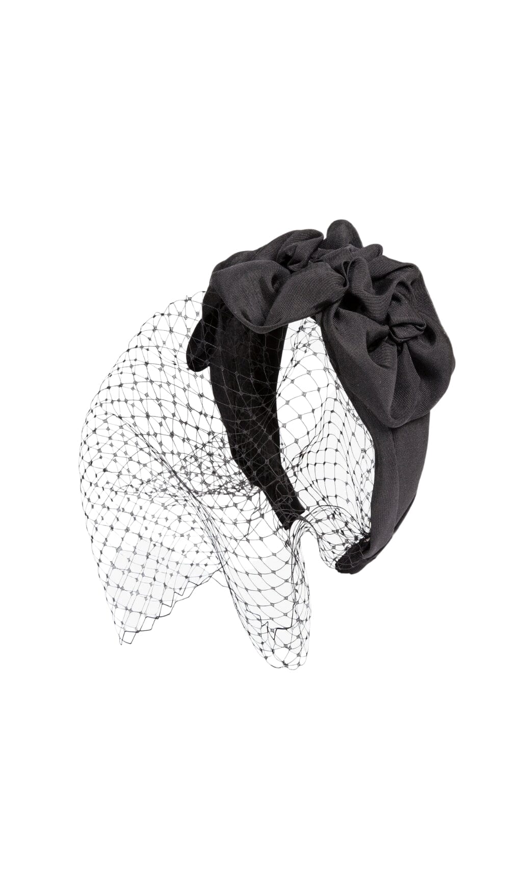 TRIPLE ROSETTE WITH VEIL IN BLACK