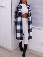 Casual Plaid Turndown Collar Shirt Coat