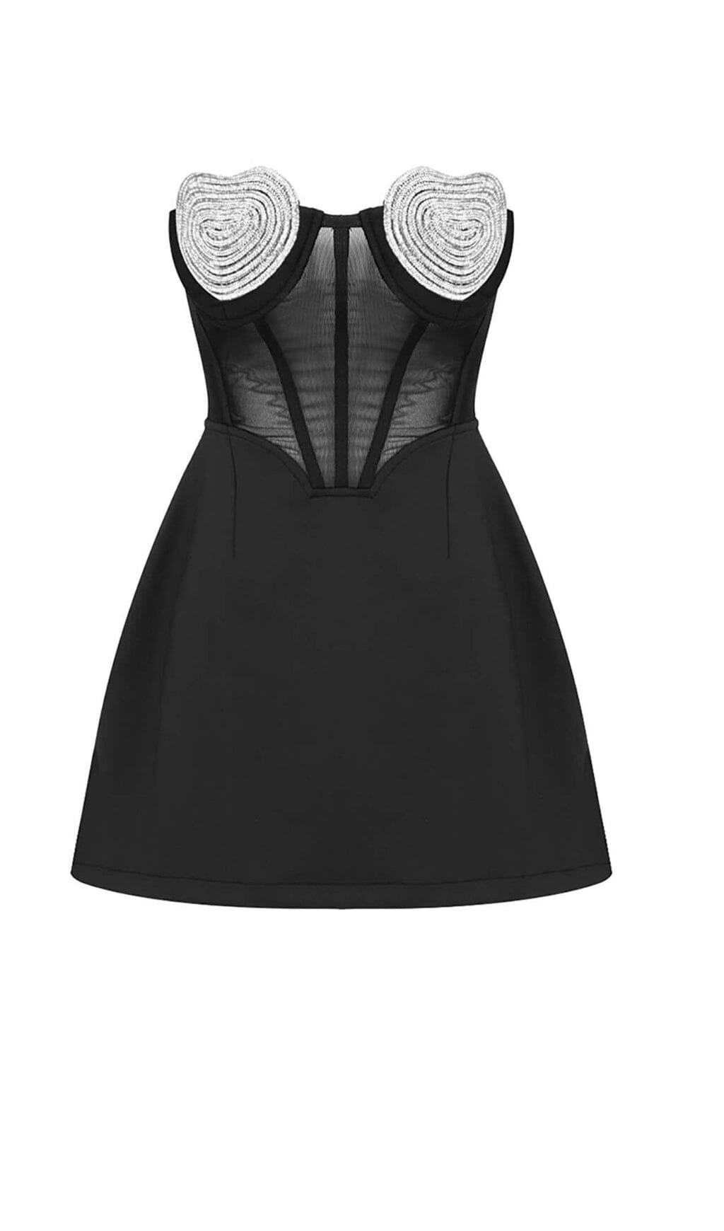 STRAPLESS HEART BUSTIER MINI DRESS IN BLACK – Aesvs