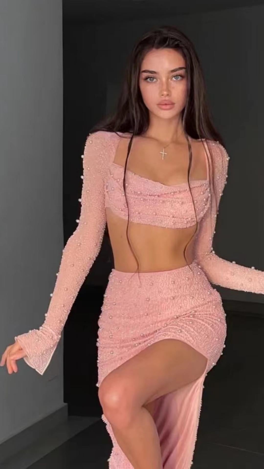 PEARL LONE SLEEVE TWO PIECE DRESS