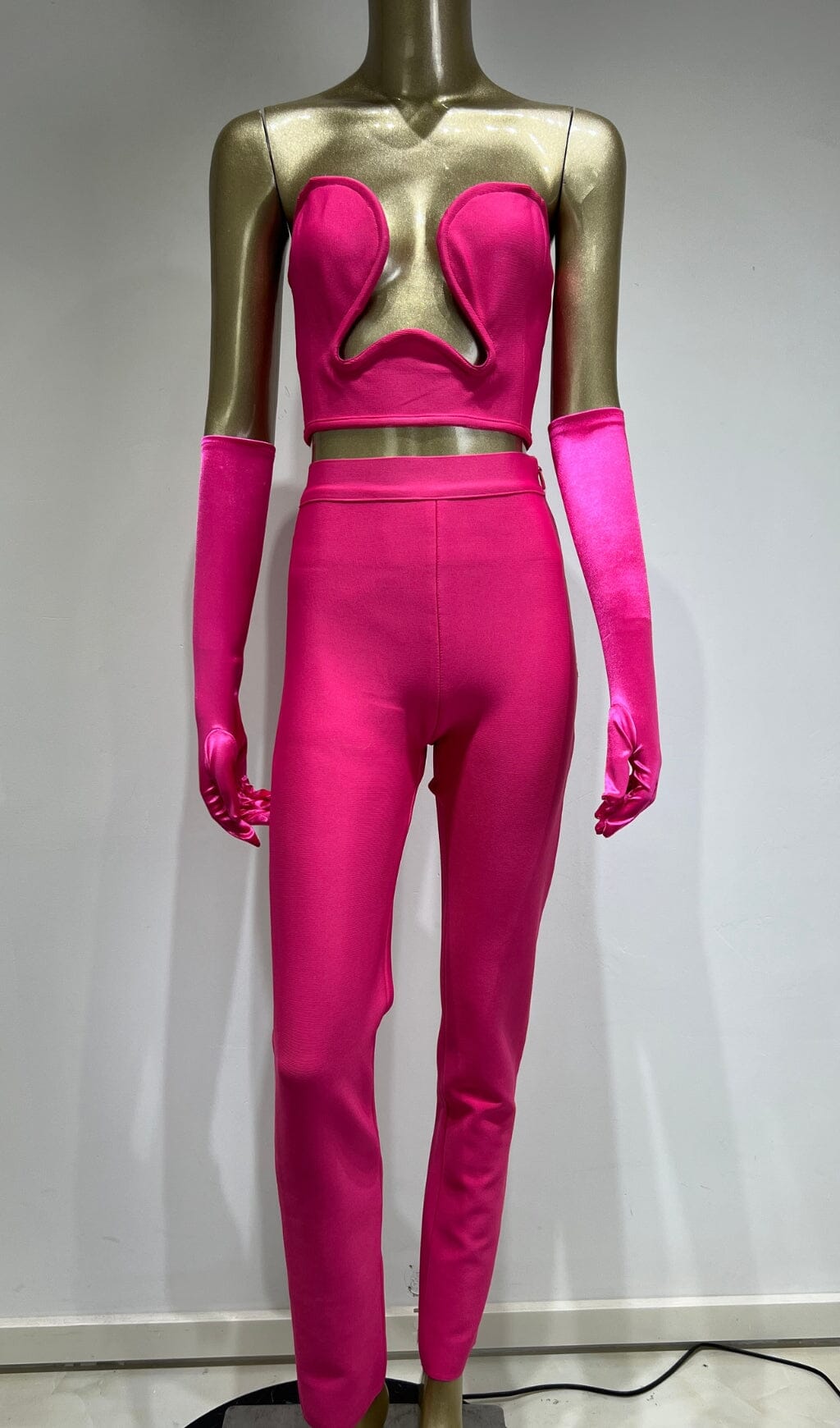 BANDAGE CUTOUT THREE PIECES SUIT IN PINK