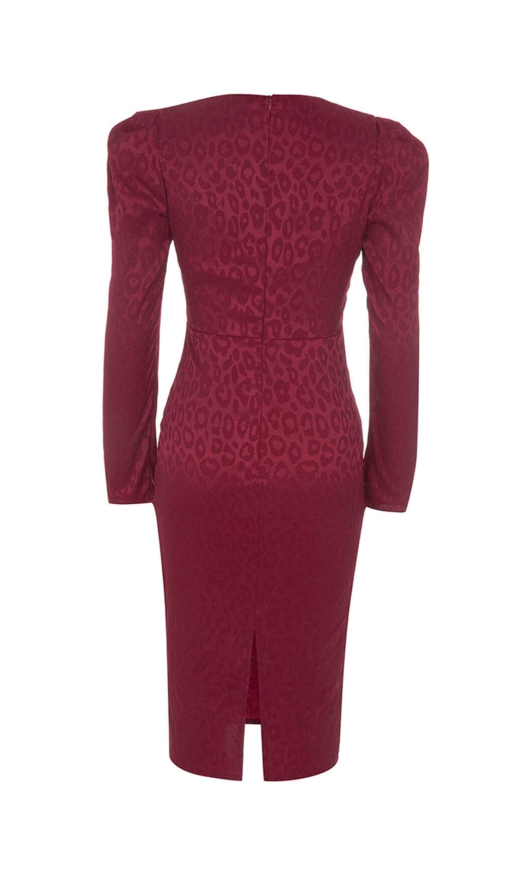 JACQUARD LONG SLEEVES MIDI DRESS IN INTENSE RUST