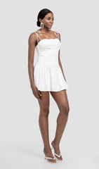 PLEATED MINI DRESS IN WHITE