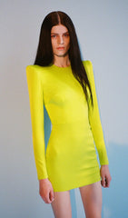 LONG SLEEVE TIGHT BACKLESS DRESS IN YELLOW