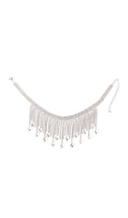 SILVER CHOKER DIAMANTE TASSEL NECKLACE