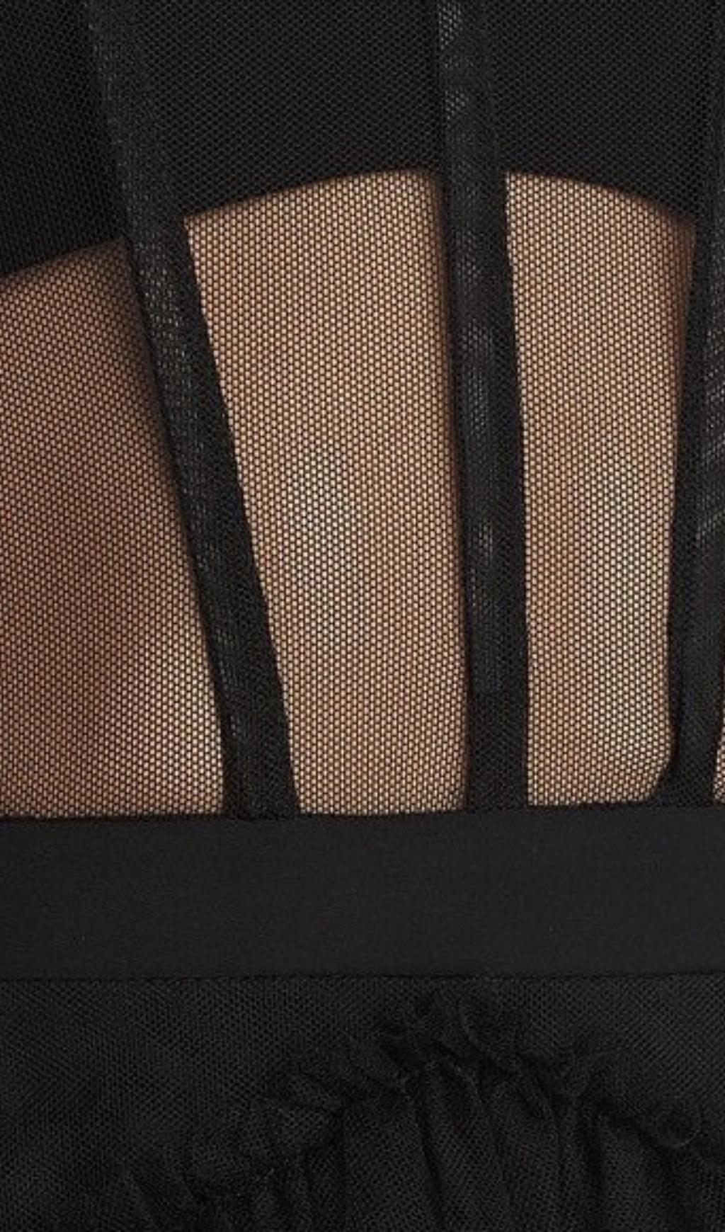 MESH MAXI DRESS IN BLACK