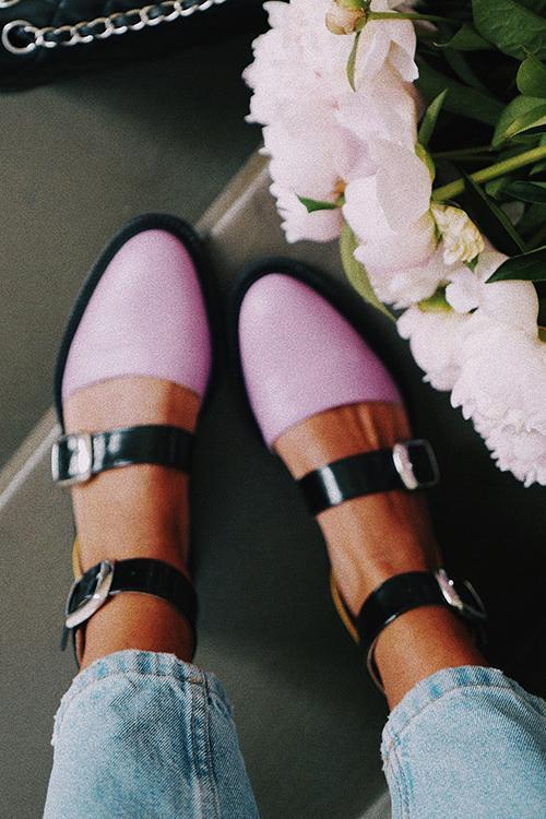 Buckle Color Block Sandals Flats