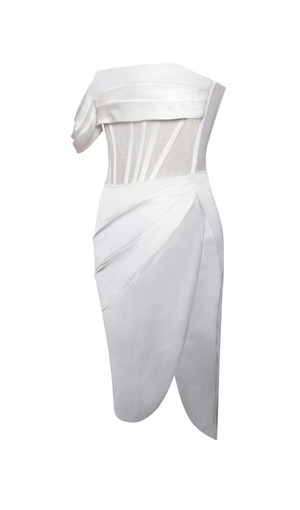 SABRINA WHITE MESH SATIN CORSET DRESS