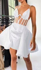 CORSET UMBRELLA SHAPED MINI DRESS IN WHITE