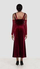 VELVET MAXI DRESS IN WINE