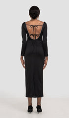 CRYSTAL EMBELLISHED MAXI DRESS IN BLACK