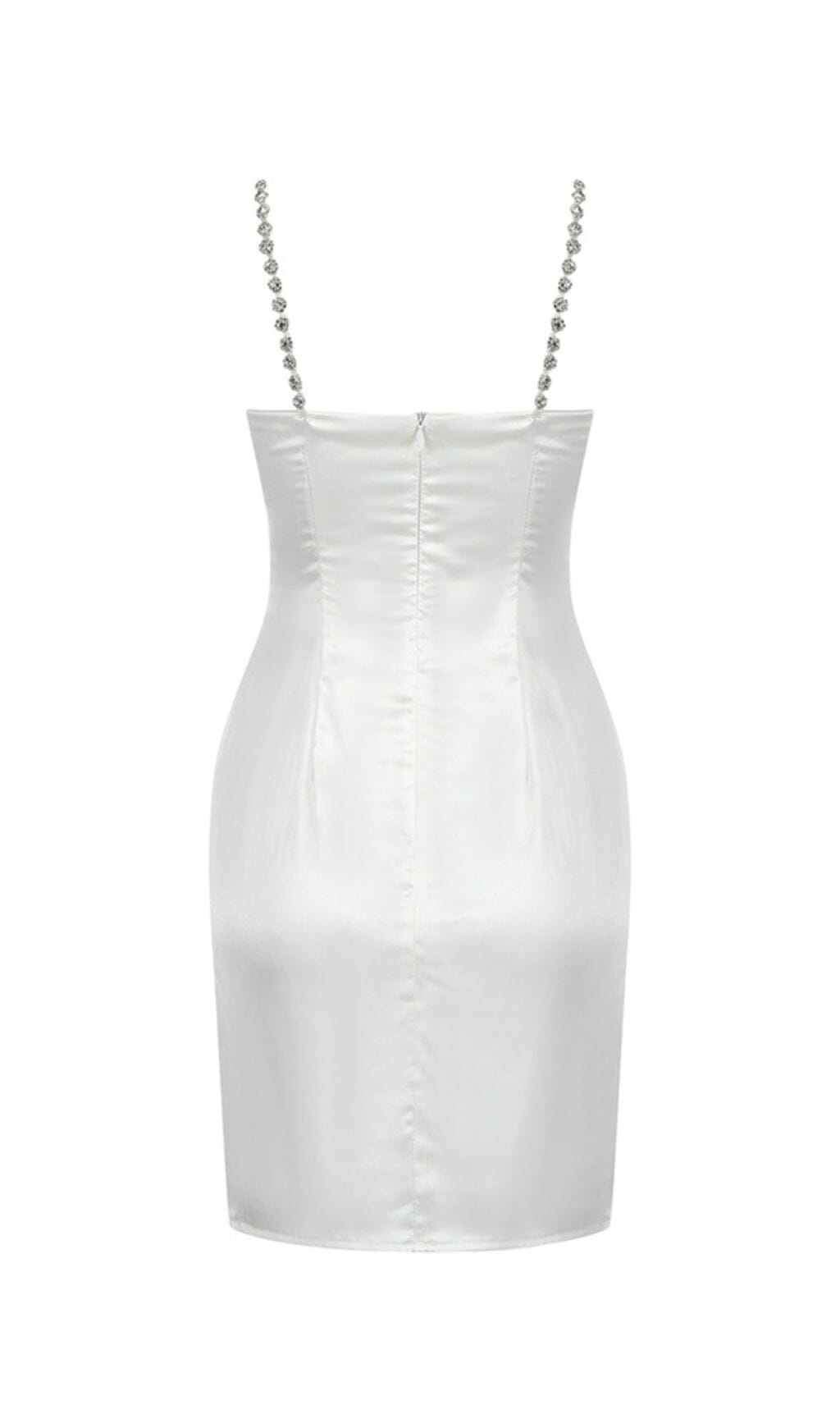 DIAMOND SUSPENDER BOW SLIM DRESS IN WHITE