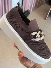 Chain Decor Slip-On Walking Sneakers