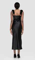 SATIN MAXI DRESS IN BLACK