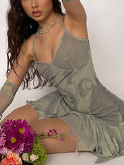 Long Sleeves Halter Mini Dress