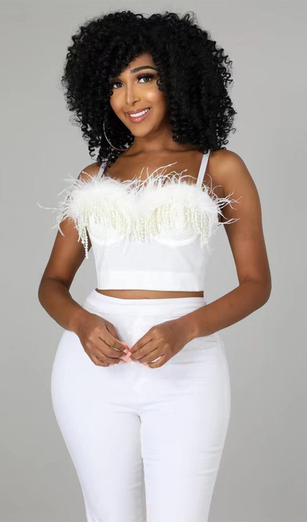 PEARL FEATHER CORSET TOP