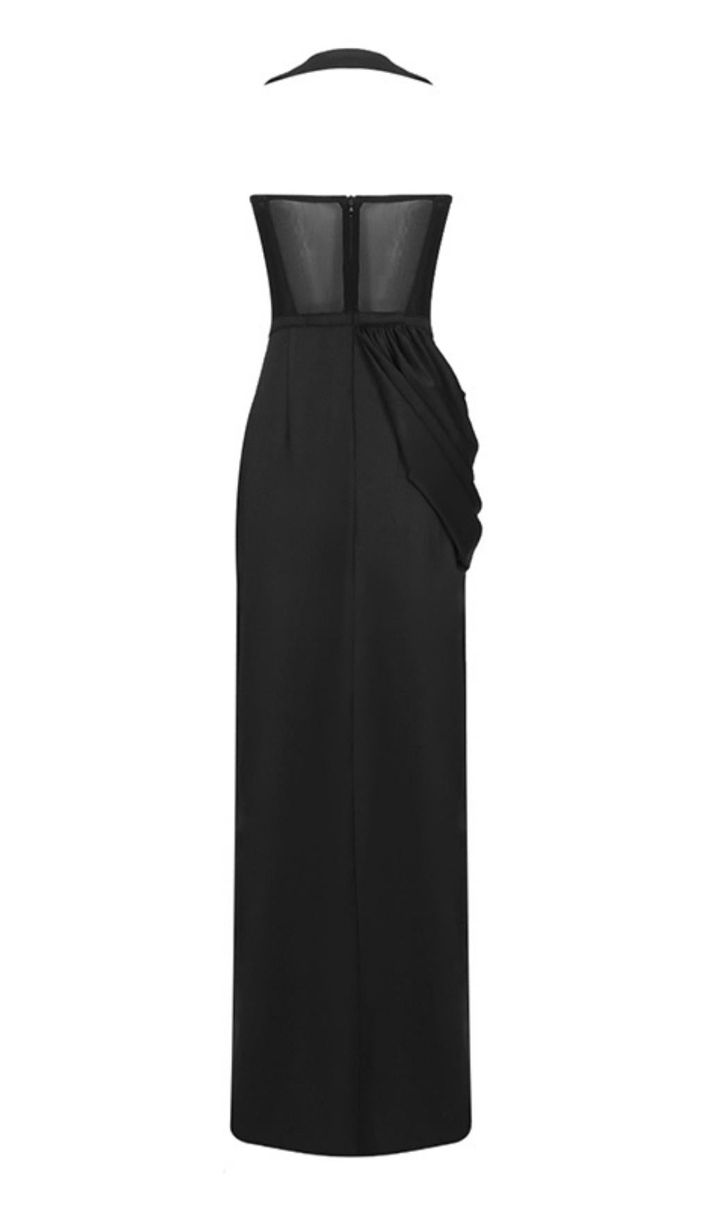 FISHBONE MAXI DRESS IN BLACK