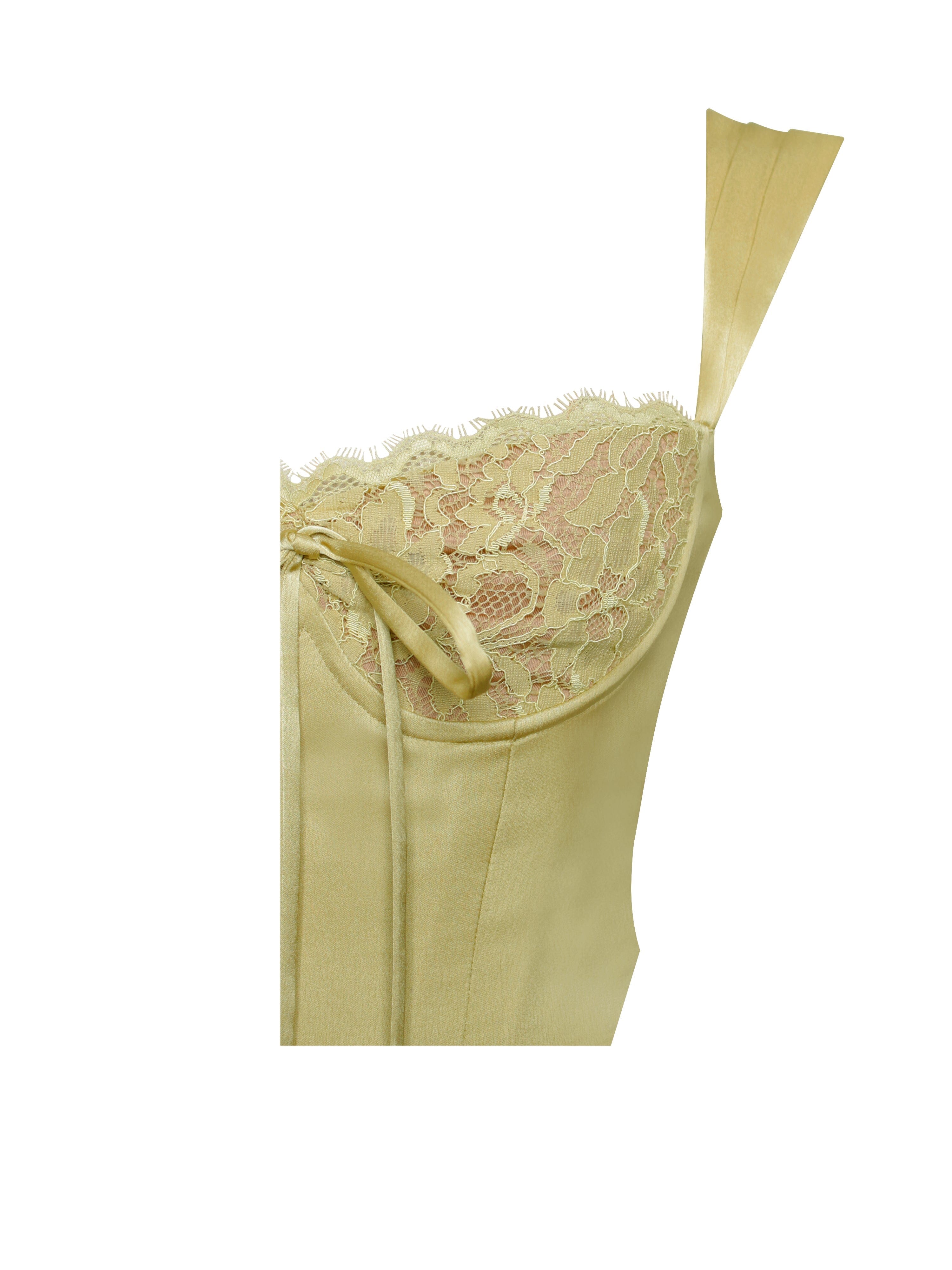 OLIVE LACE SATIN CORSET TOP