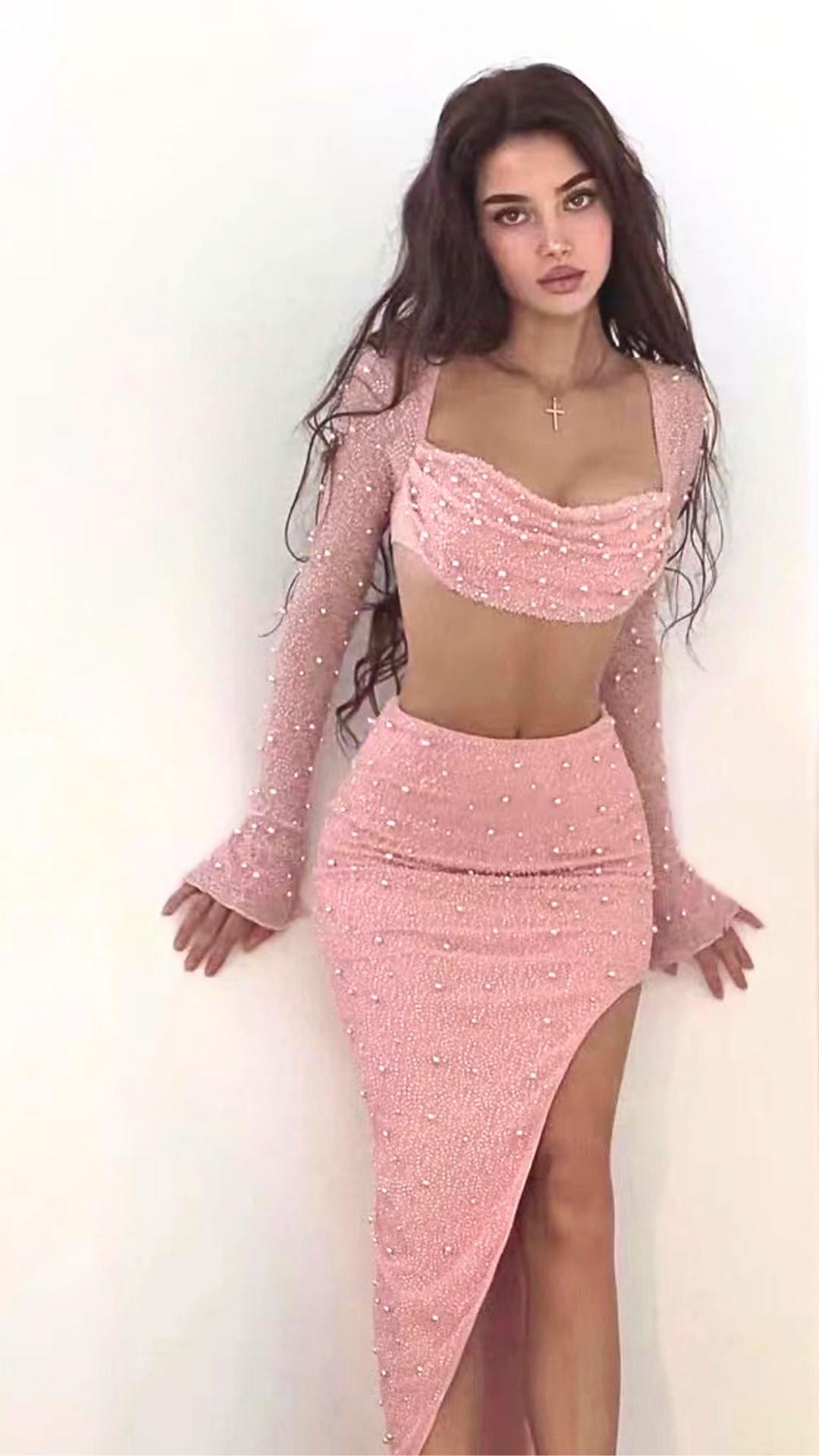 PEARL LONE SLEEVE TWO PIECE DRESS