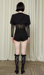 MESH CORSET TWO PIECES SUIT IN BLACK