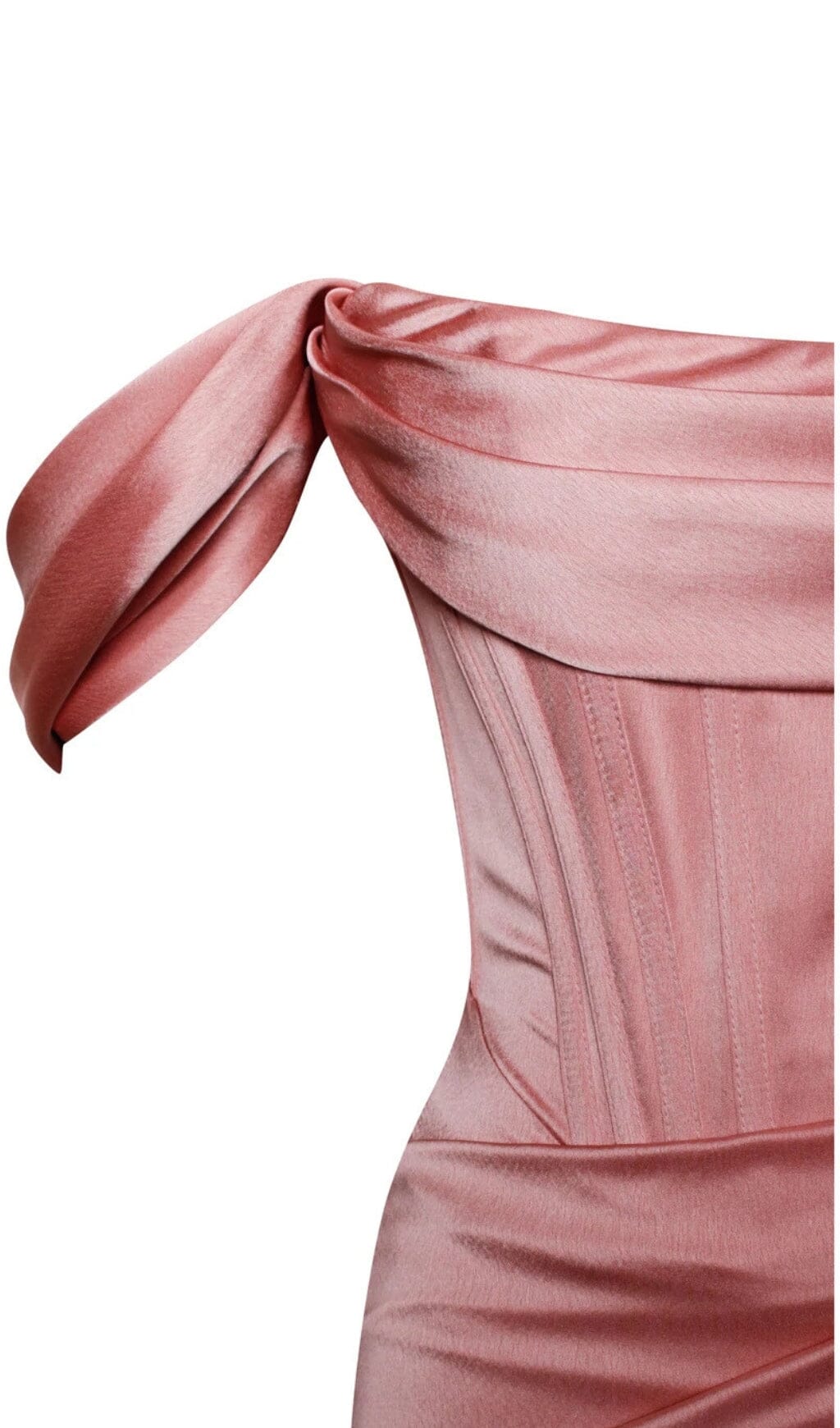 WILEY BLUSH PINK SATIN OFF SHOULDER CORSET DRESS