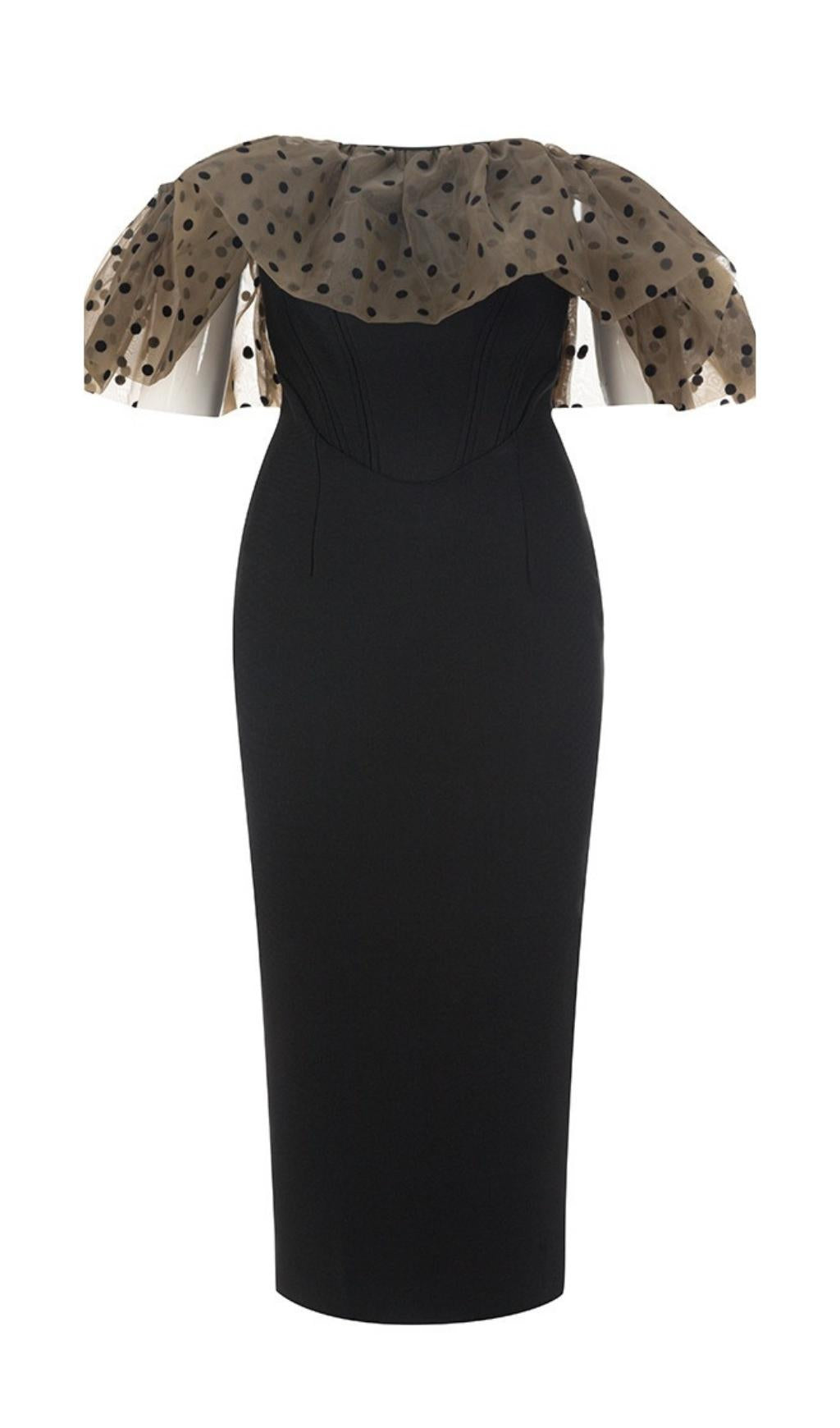 OFF THE SHOULDER MIDI DRESS IN BLACK – Aesvs