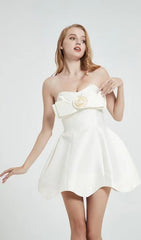 BOW DECORATIVE BANDEAU DRESS SET IN CHAMPAGNE