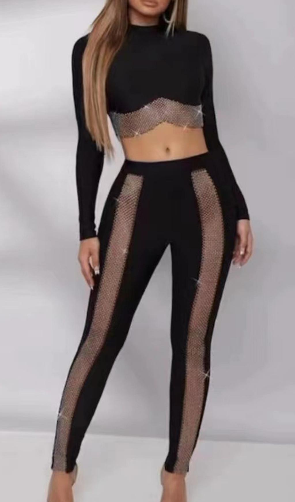 BANDAGE CROP PANTS TWO PLECE SUIT