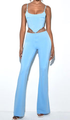 CORSET CAMISOLE TWO-PIECE SUIT IN BLUE