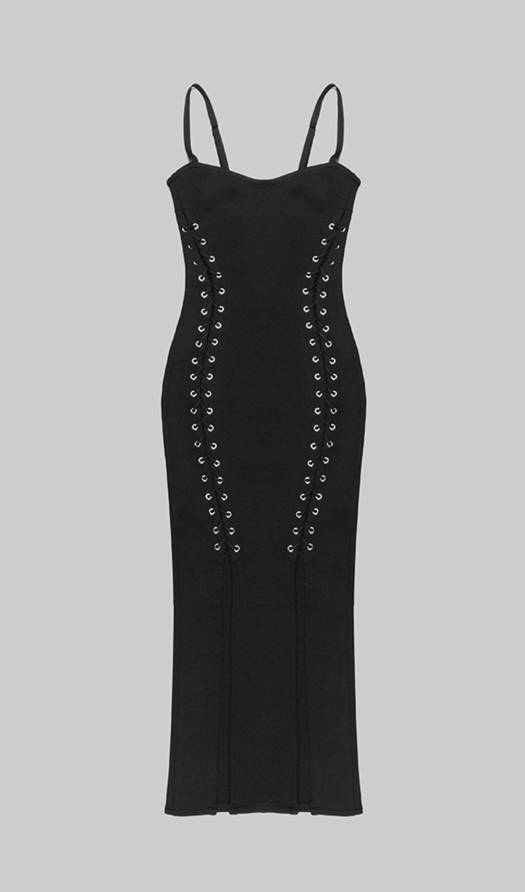 CUTOUT SIDE DETAIL MIDI DRESS IN BLACK