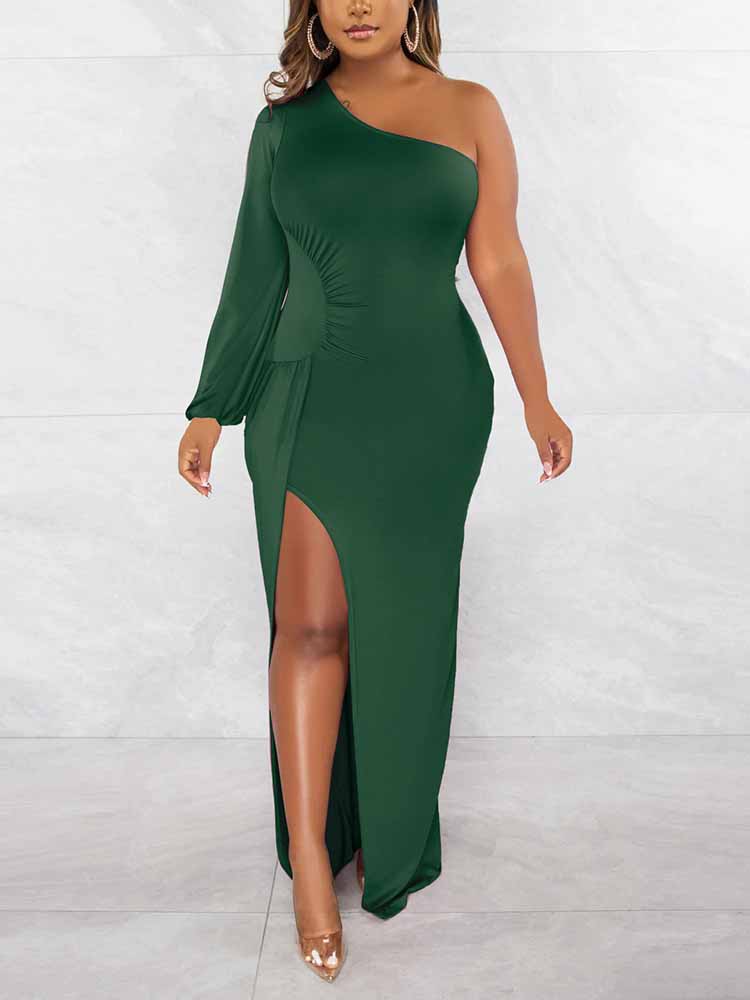 One Shoulder Split Maxi Dress