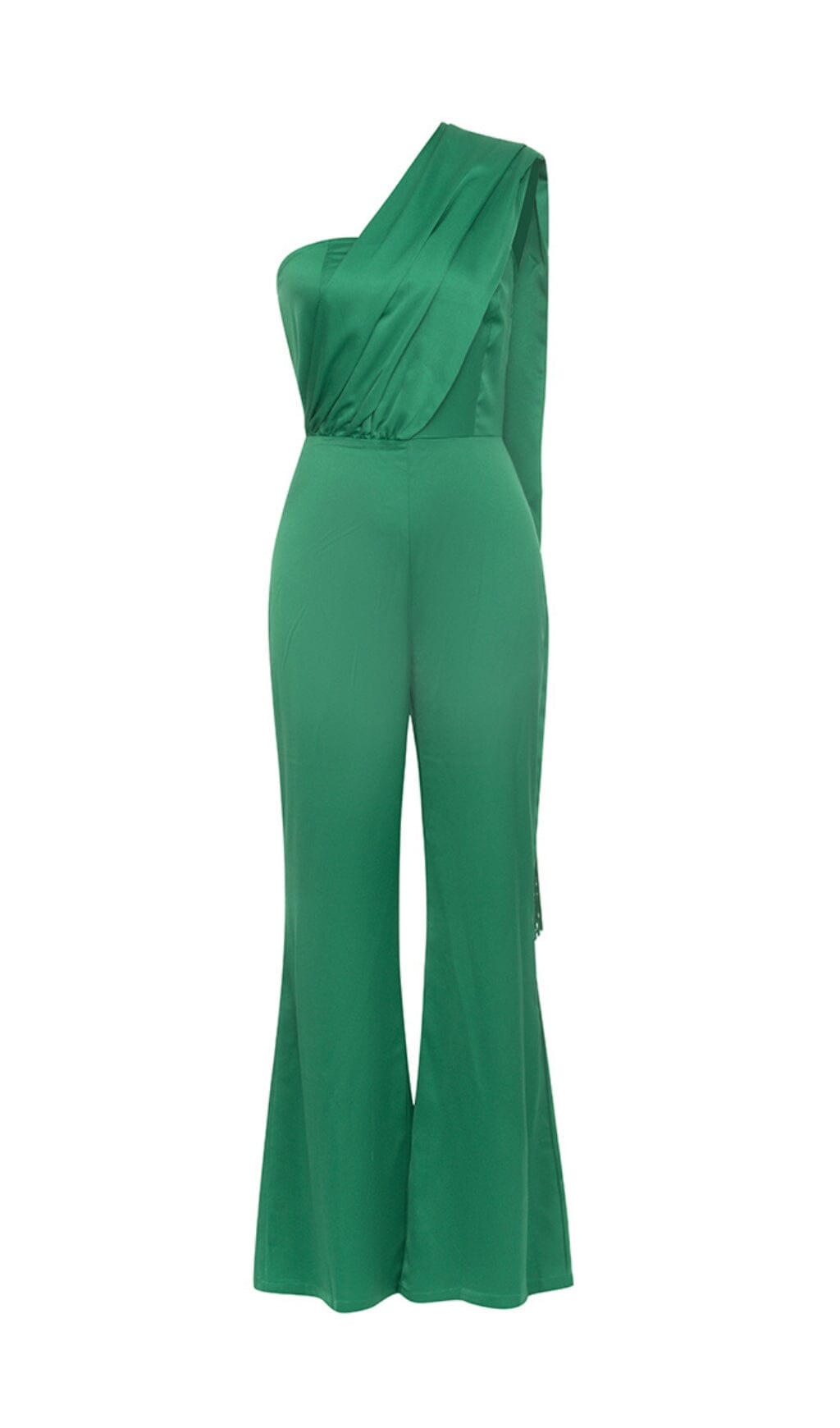 SATIN STRAP JUMPSUIT IN GREEN