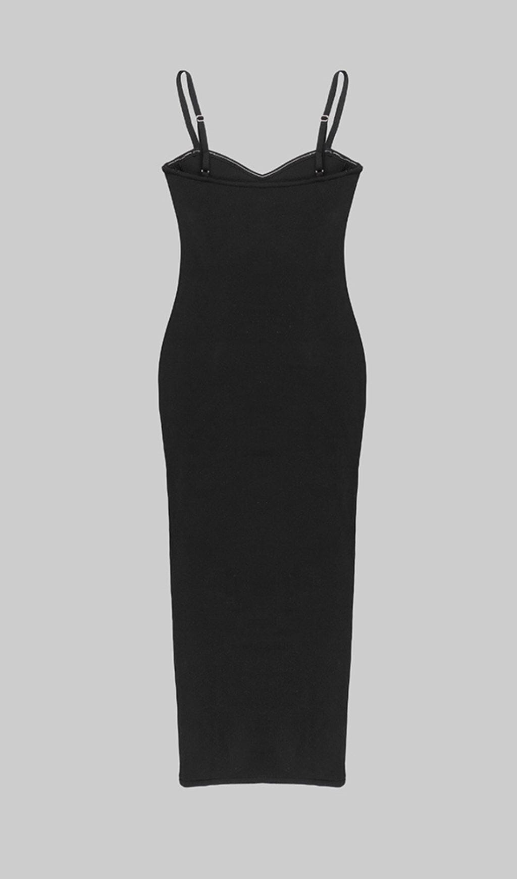 CUTOUT SIDE DETAIL MIDI DRESS IN BLACK