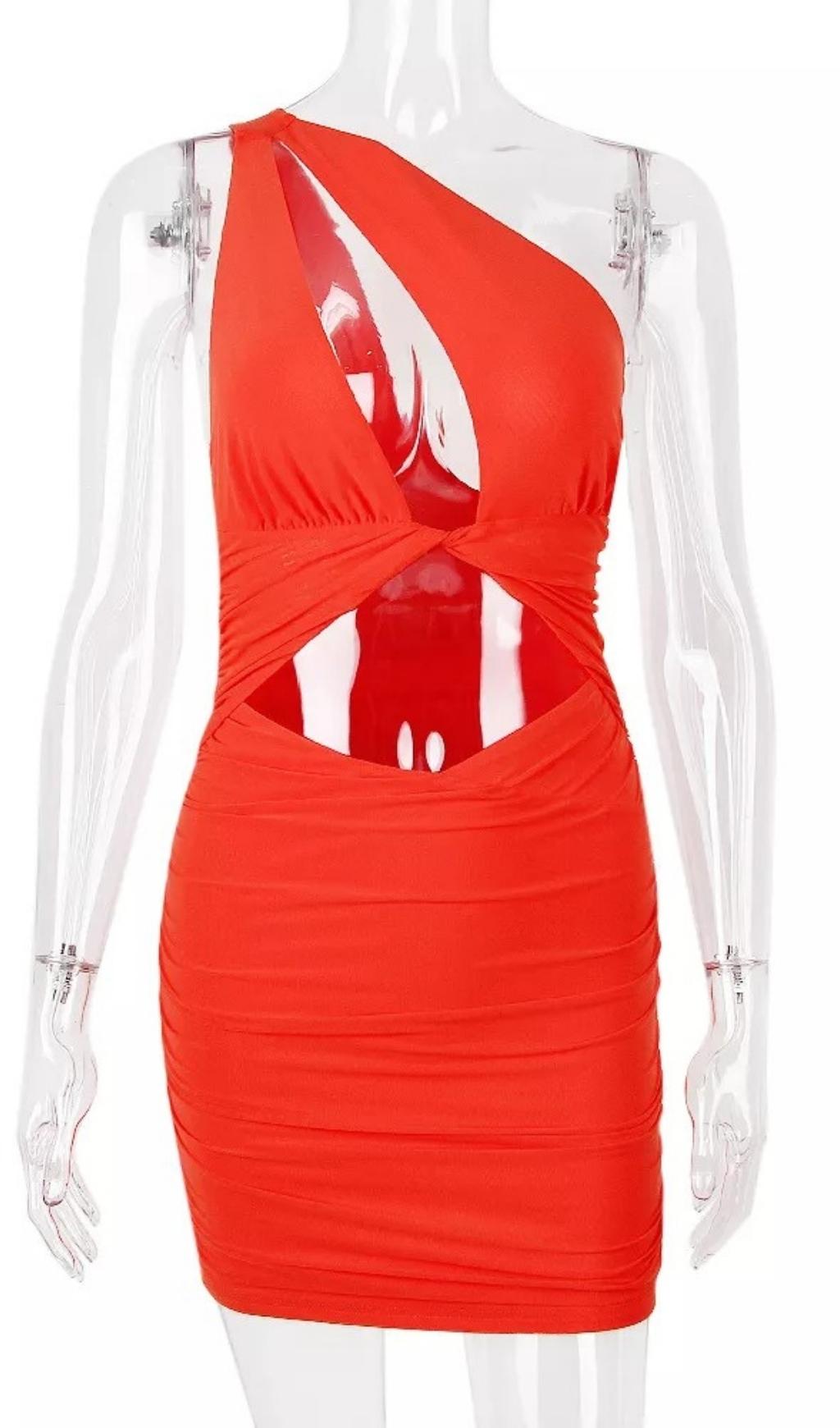 CUT OUT ONE SHOULDER MINI DRESS